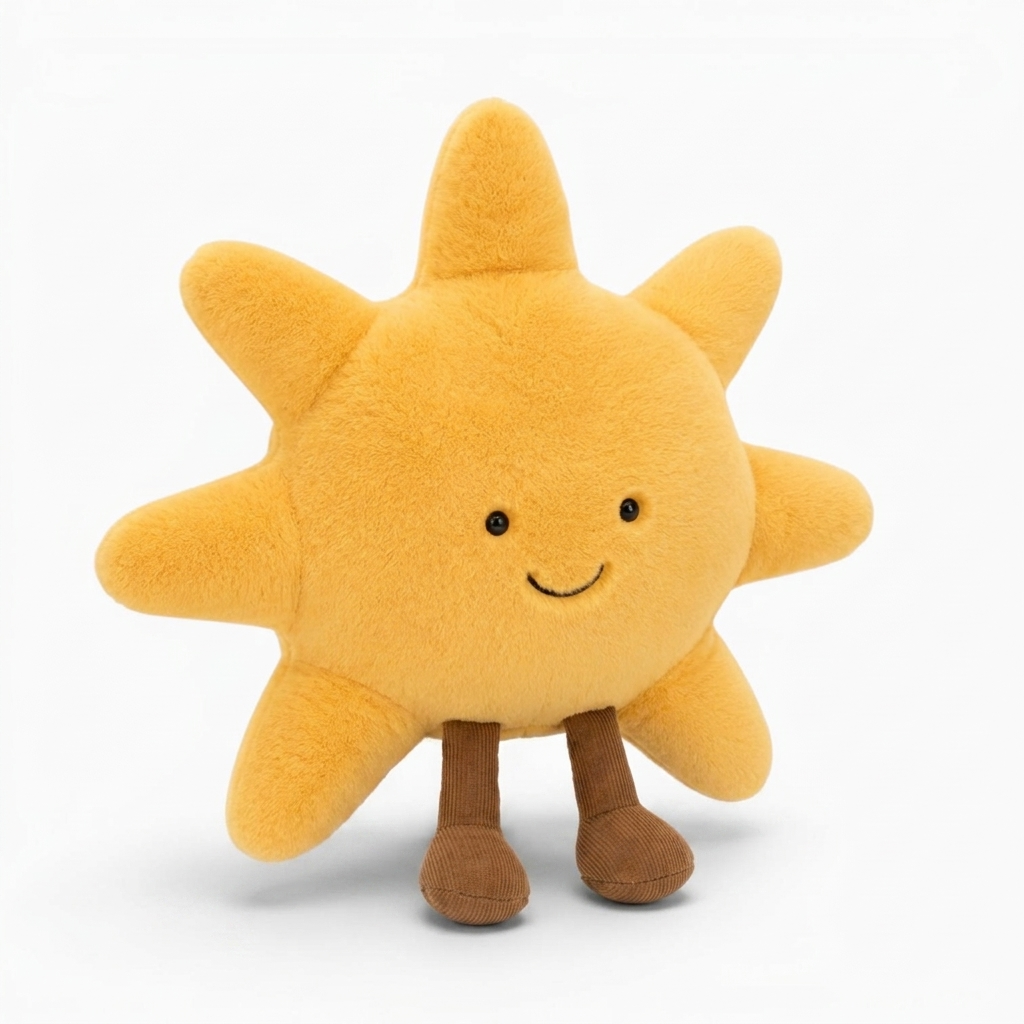 Peluche Soleil Souriant en Velours Doux