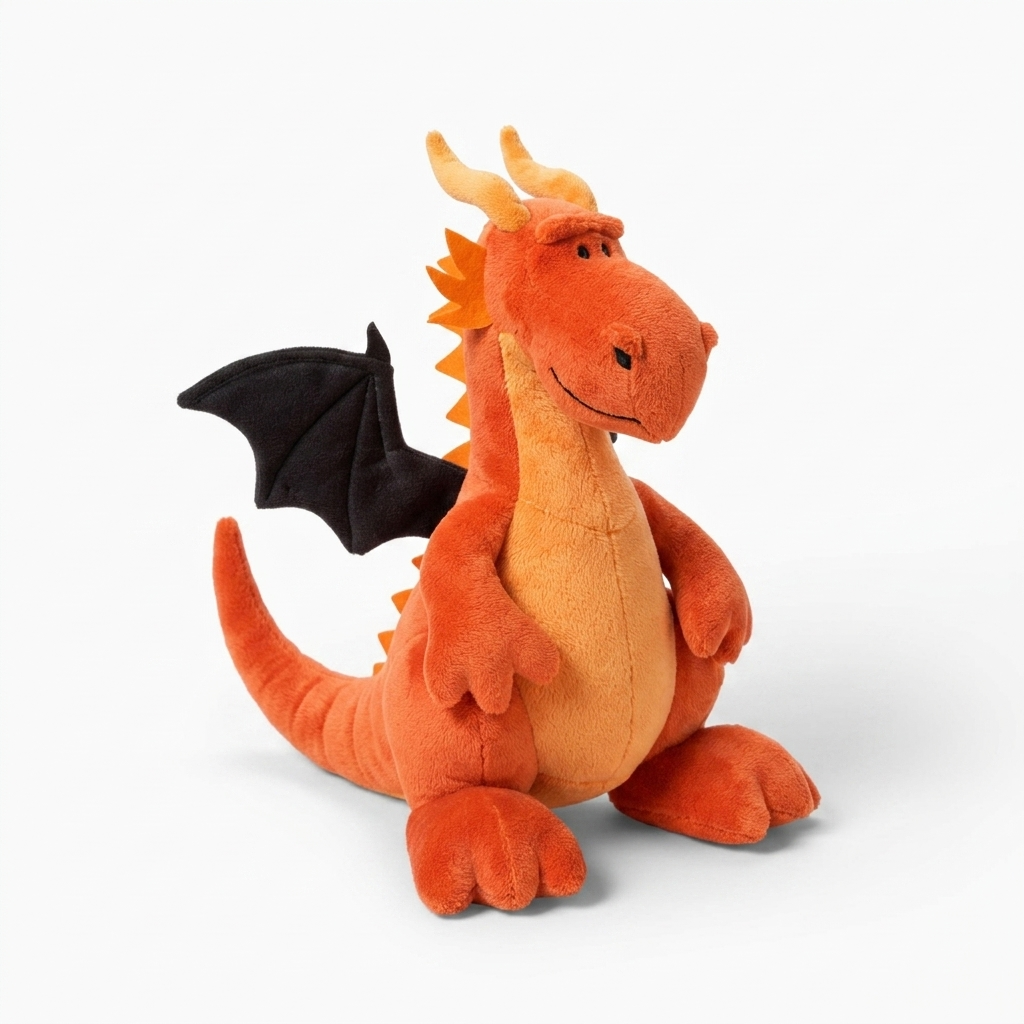 Plüschtier Drache Orange mit schwarzen Flügeln