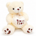 Ours en Peluche Poilu Blanc I Love You