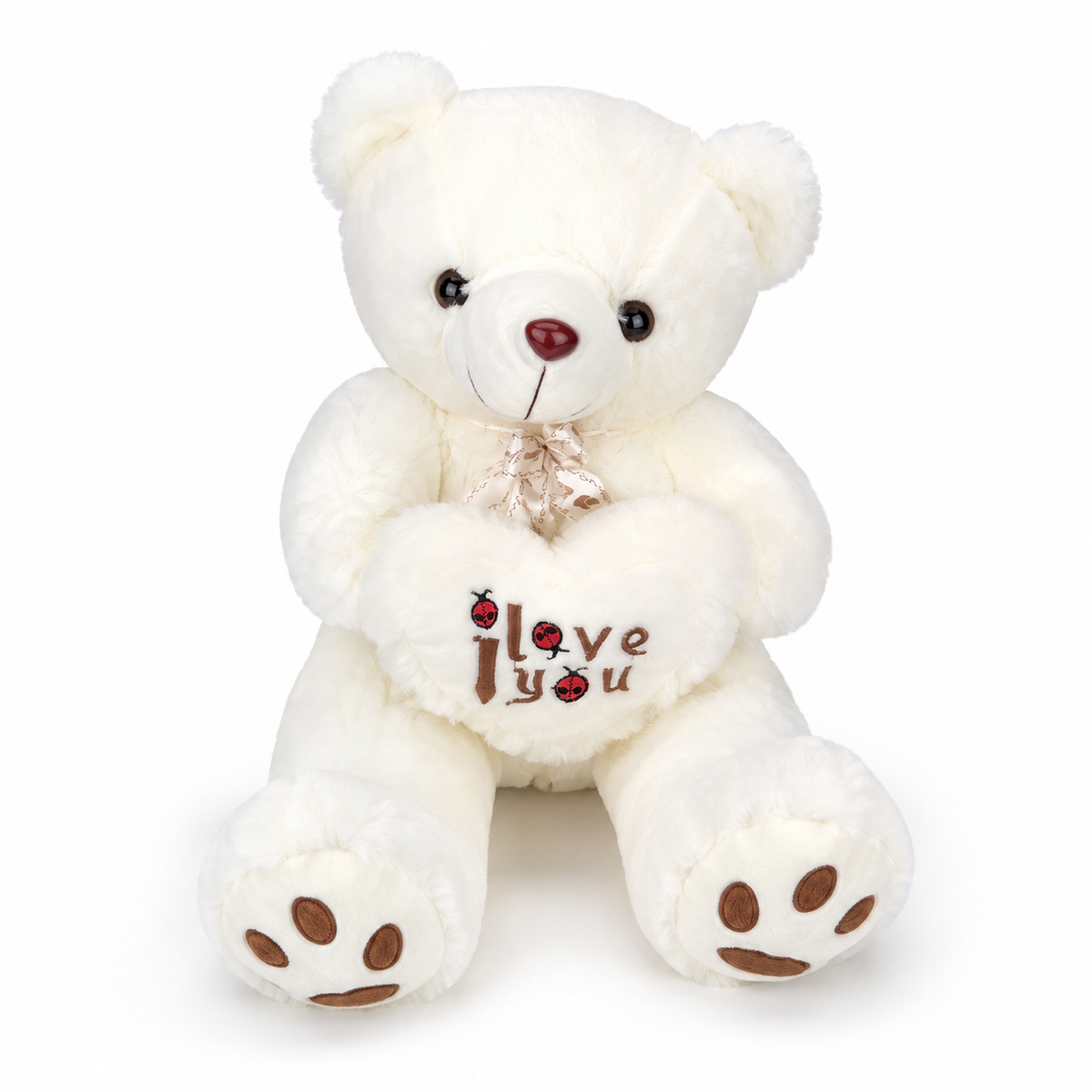 Ours en Peluche Poilu Blanc I Love You