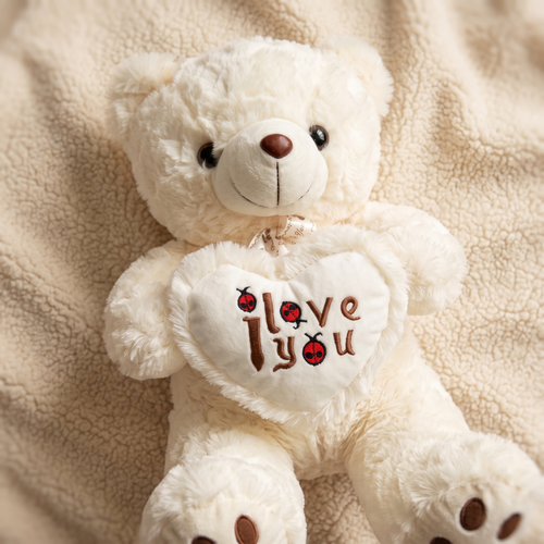 Flauschiger weißer Teddybär I Love You