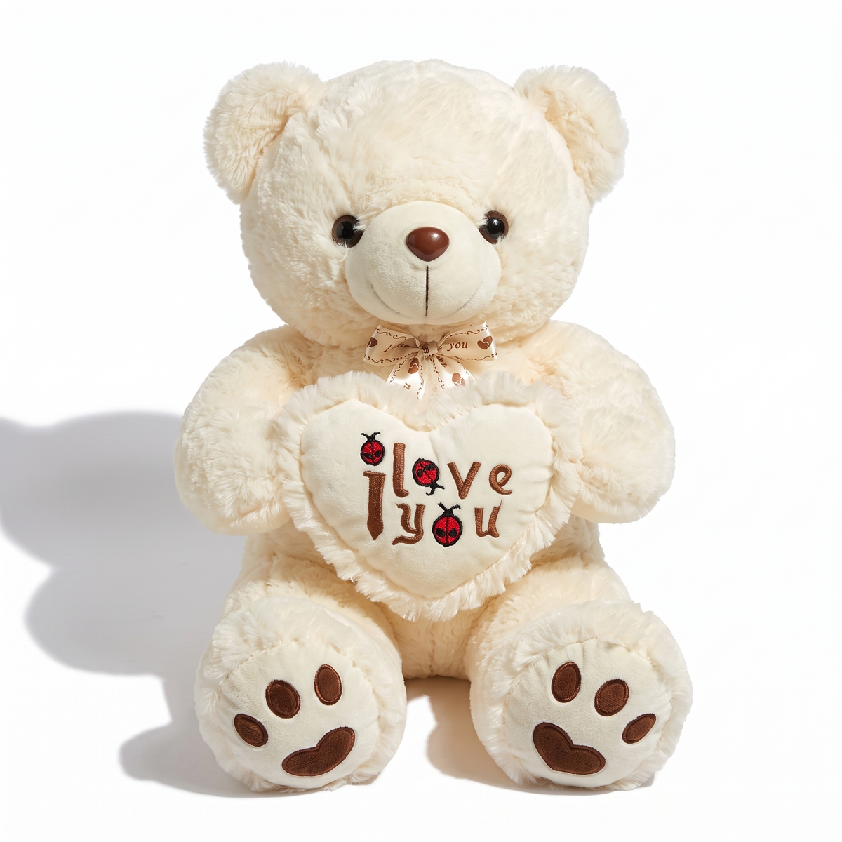 Ours en Peluche Poilu Blanc I Love You