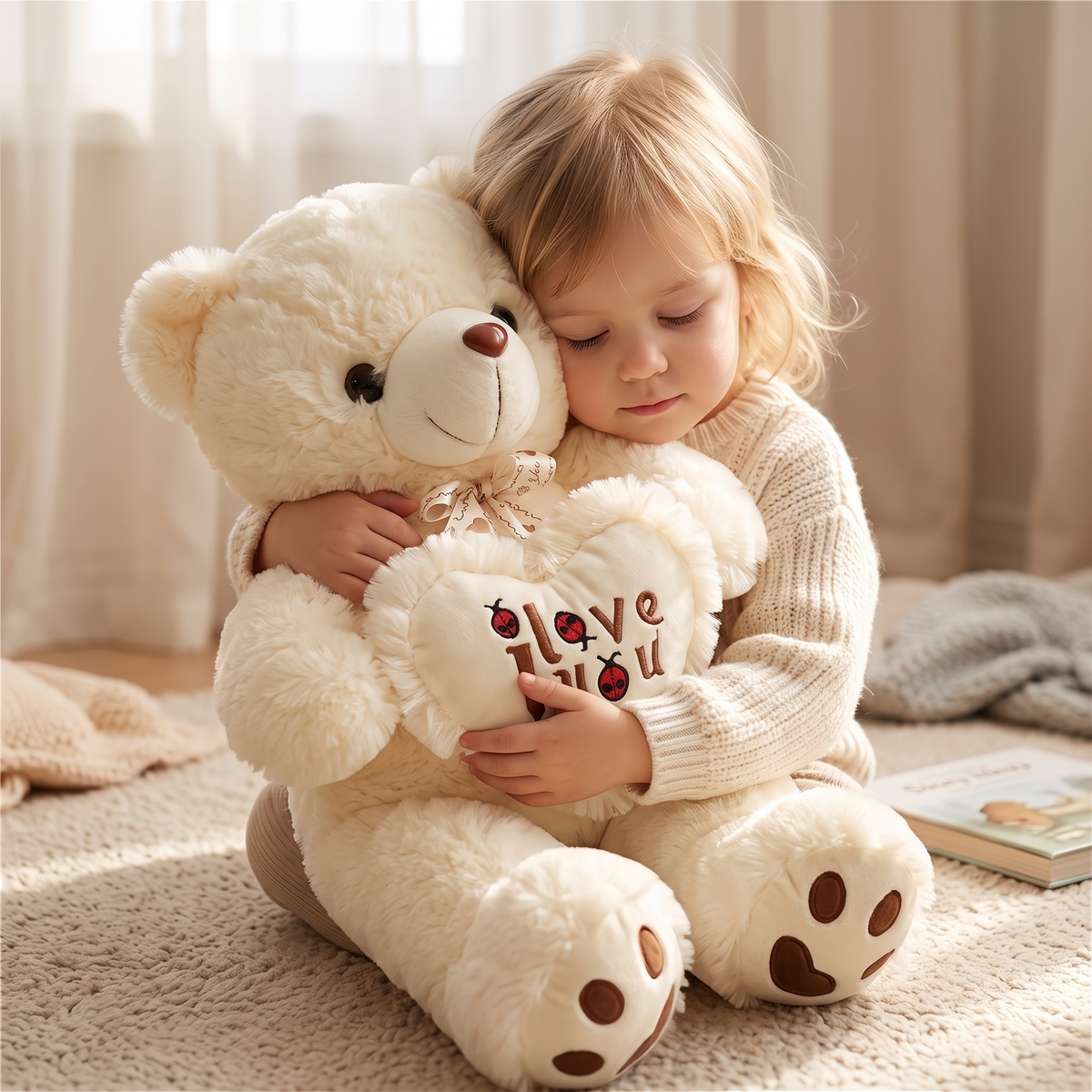 Flauschiger weißer Teddybär I Love You
