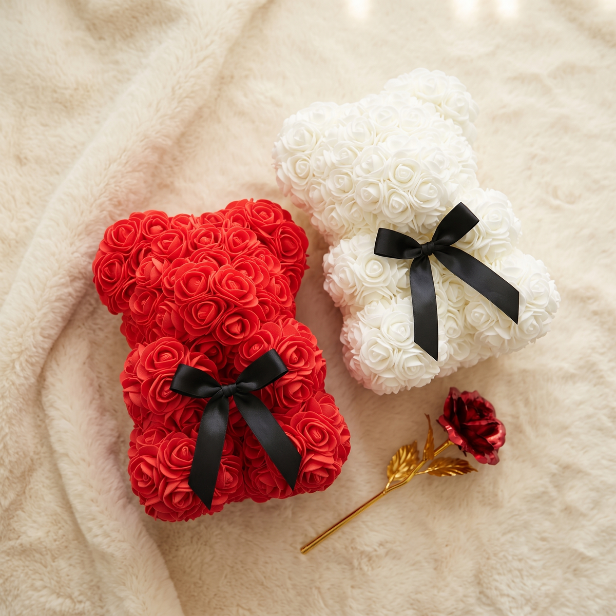 Ours en Roses avec Nœud Saint-Valentin