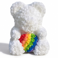 Rosenbär Weiß Regenbogenherz 40 cm