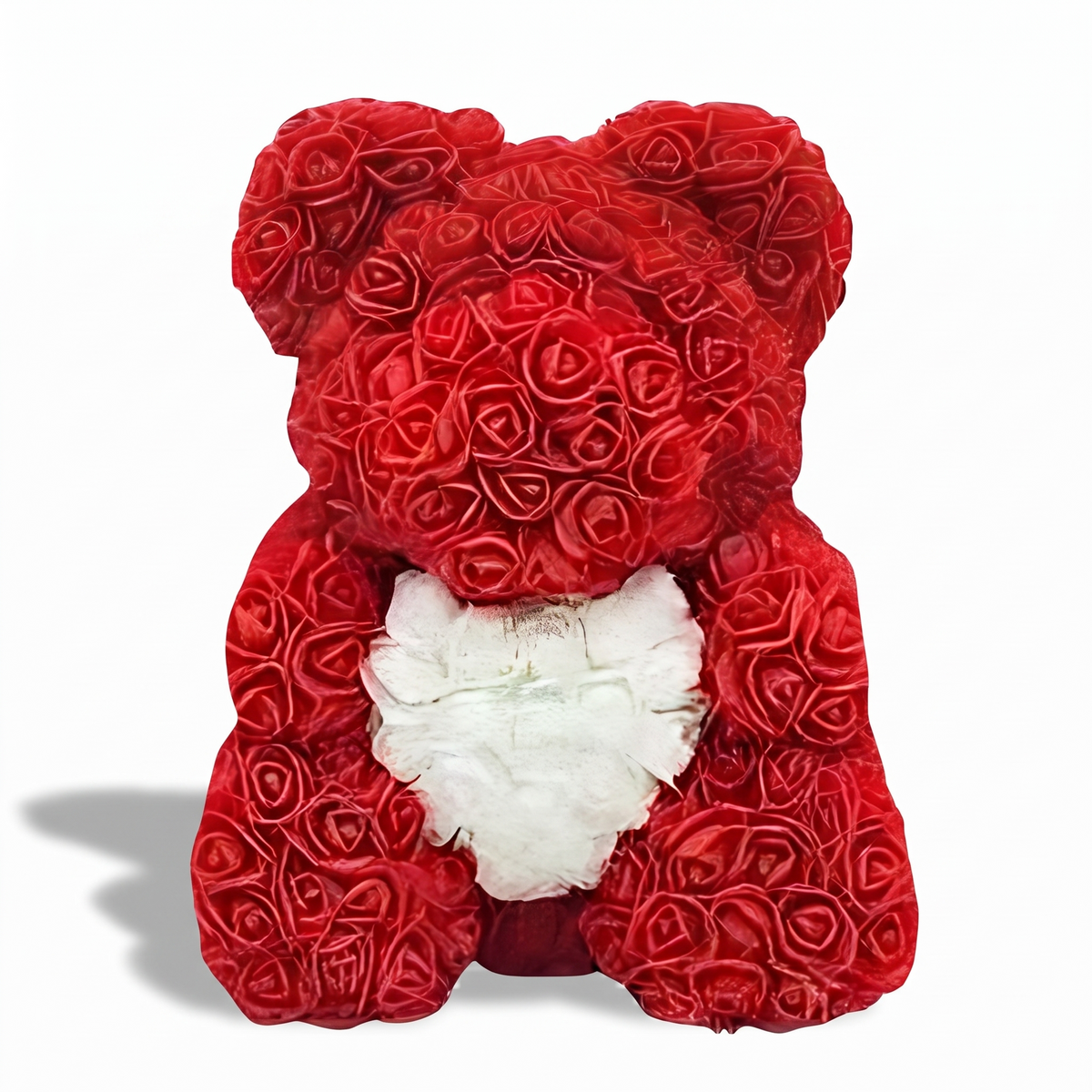 Ours en Roses Rouge avec Cœur Blanc 40cm