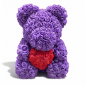 Ours en Roses Violet avec Cœur Rouge