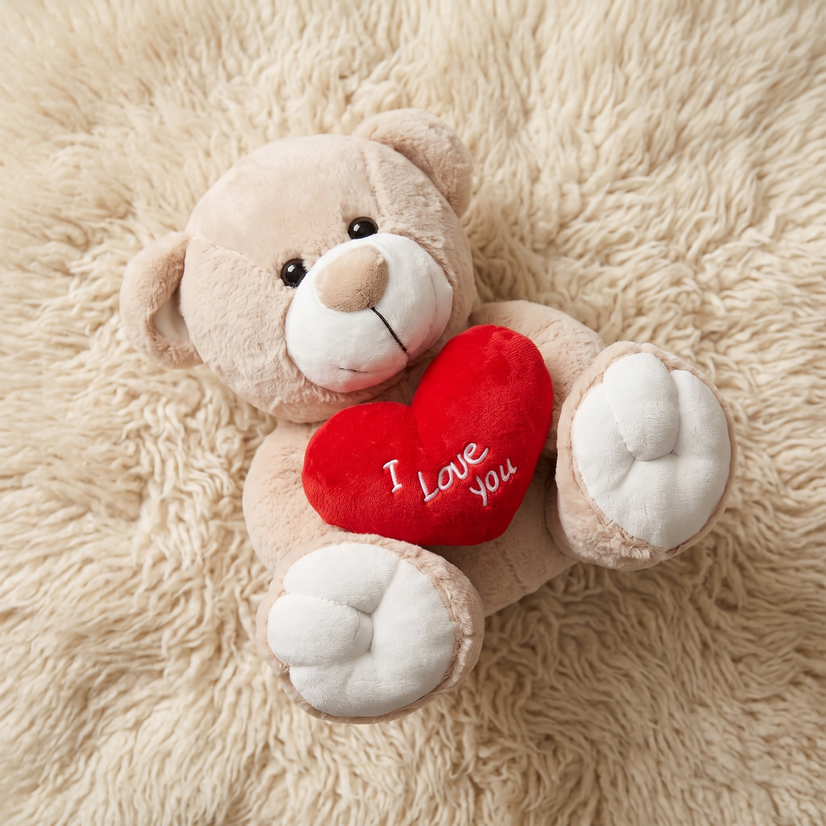 Teddybär mit Herz I Love You – Beige 33 cm