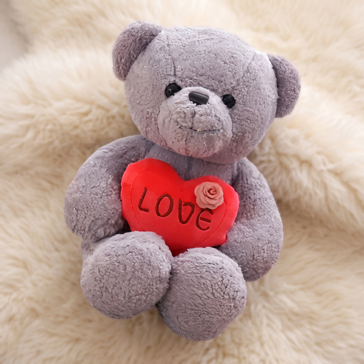 Teddybärchen Grau mit Herz Love