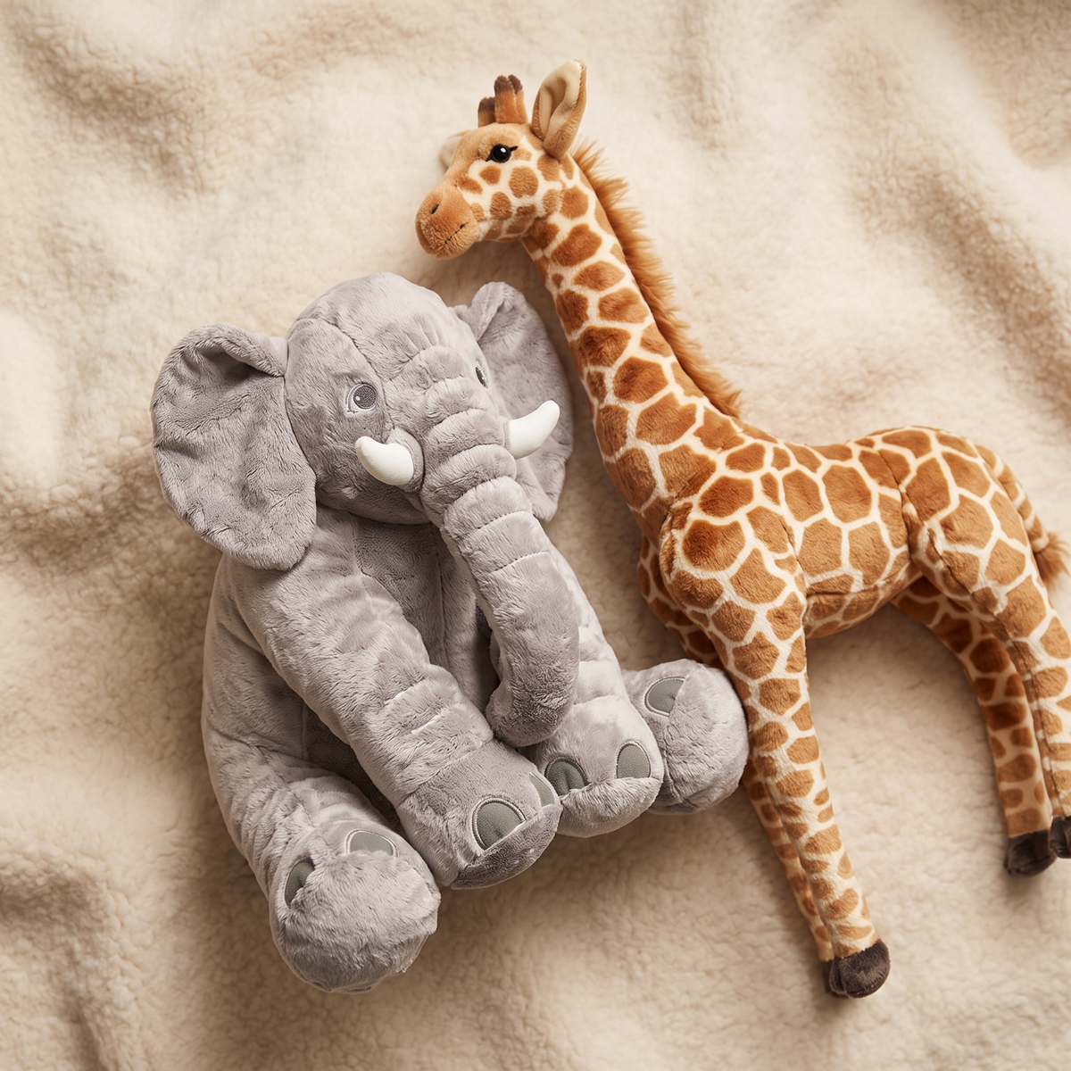 Pack Peluche Savane Éléphant et Girafe