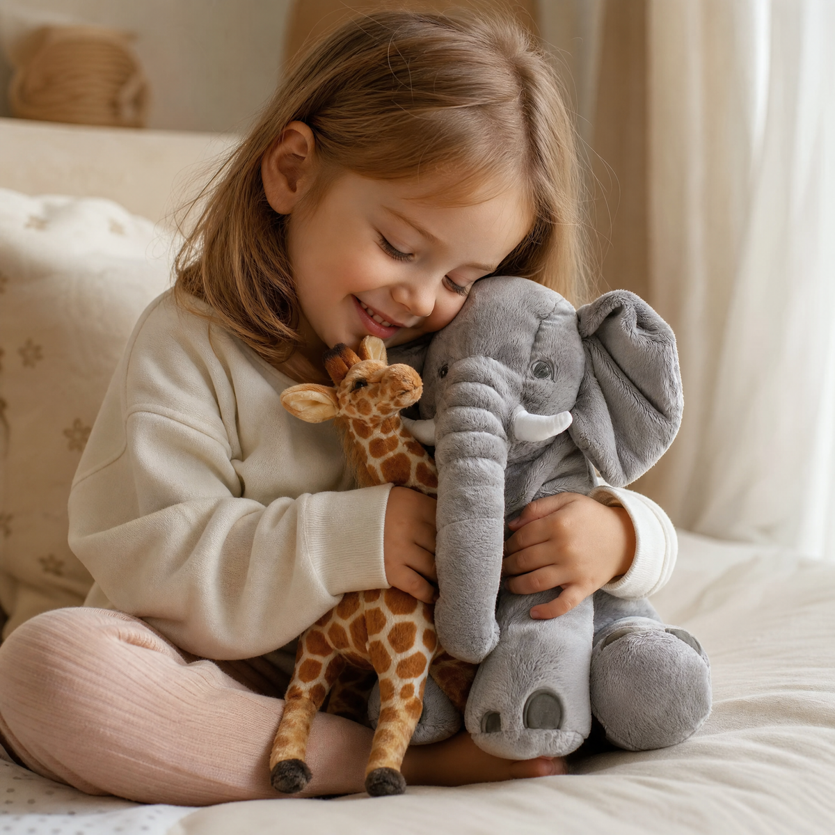 Pack Peluche Savane Éléphant et Girafe