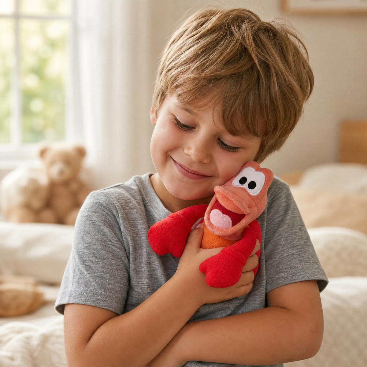 Peluche Aimantée Épaule Sébastien Crabe Rouge