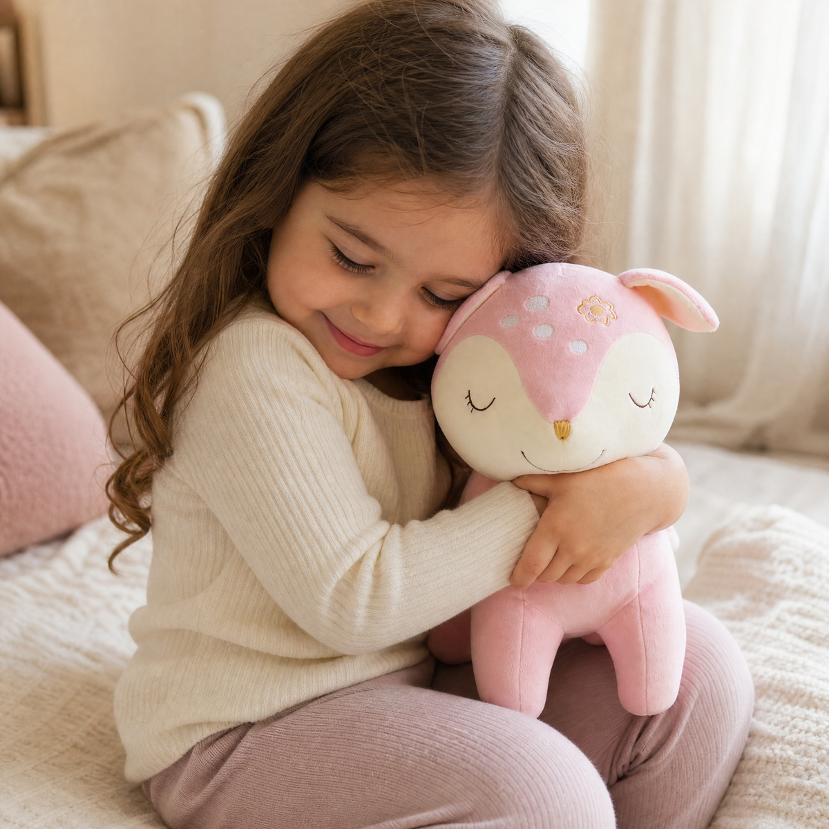 Beruhigendes Reh-Plüschtier 28 cm Rosa oder Braun
