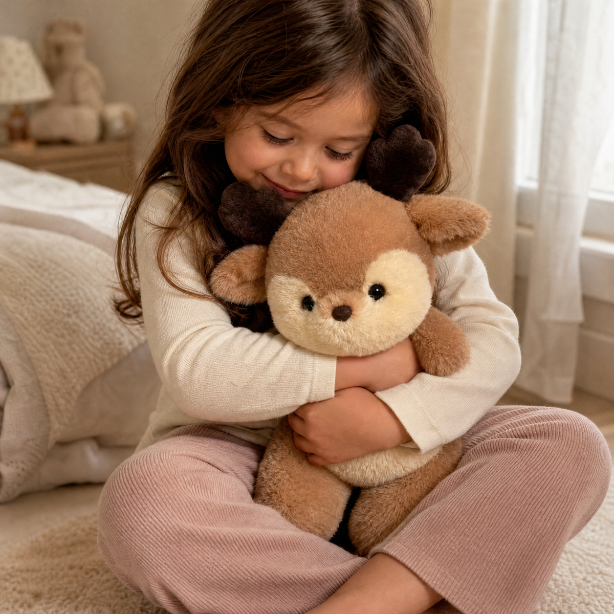 Peluche Cerf Bois Marron Doux