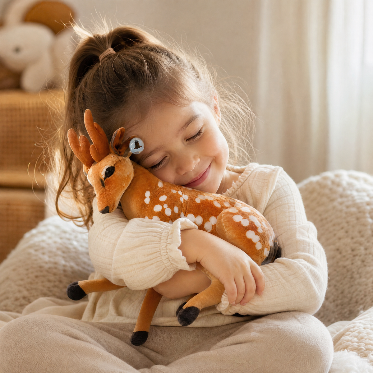 Peluche Cerf Géante avec Taches Blanches