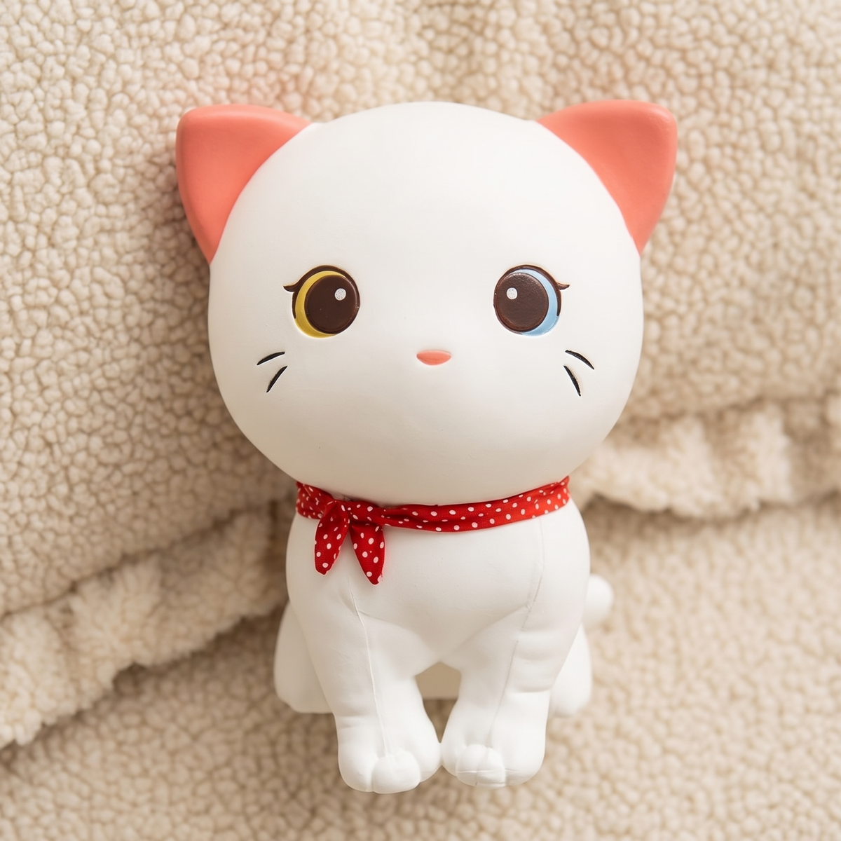 Peluche Chat Blanc Yeux Vairons Foulard