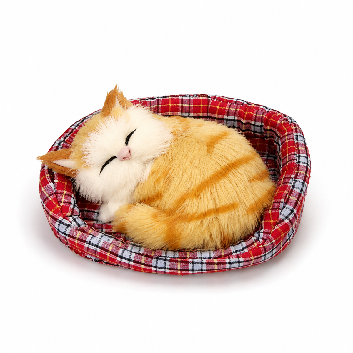Plüschtier Schlafende Katze mit Deko-Körbchen