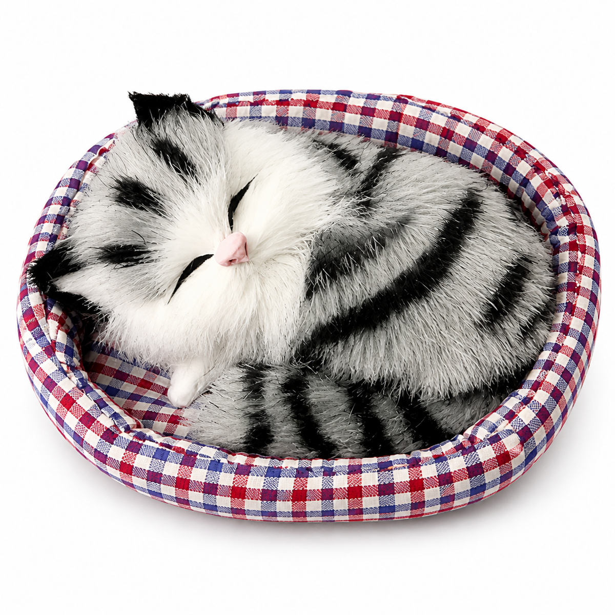 Peluche Chat Endormi avec Panier Décoratif