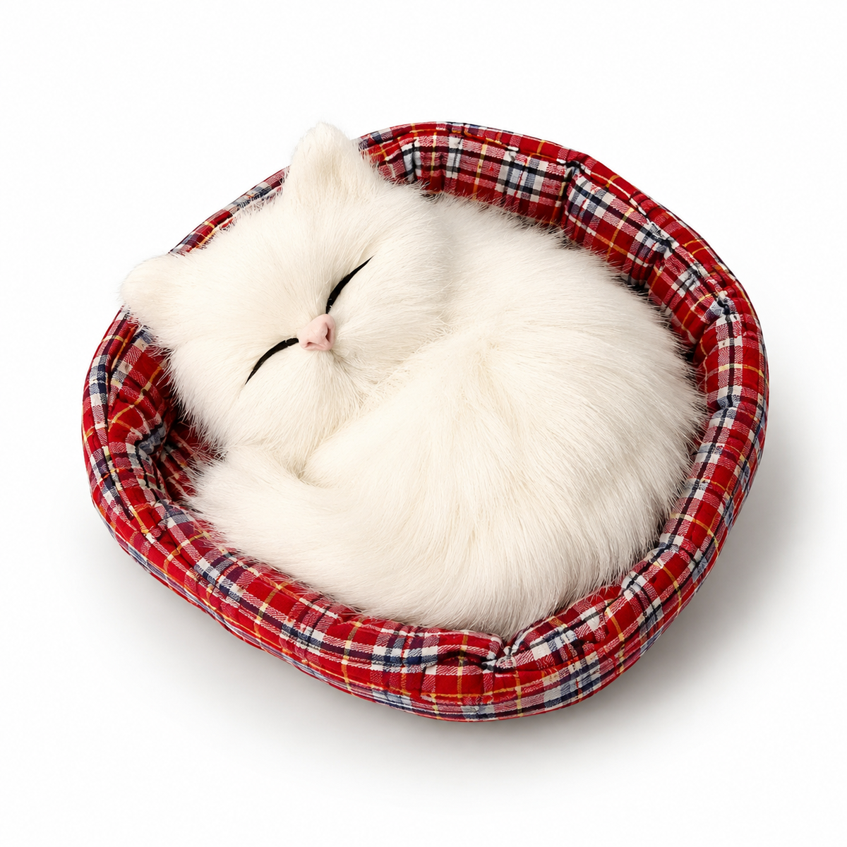 Peluche Chat Endormi avec Panier Décoratif