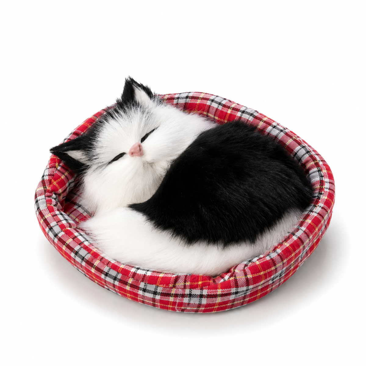 Peluche Chat Endormi avec Panier Décoratif