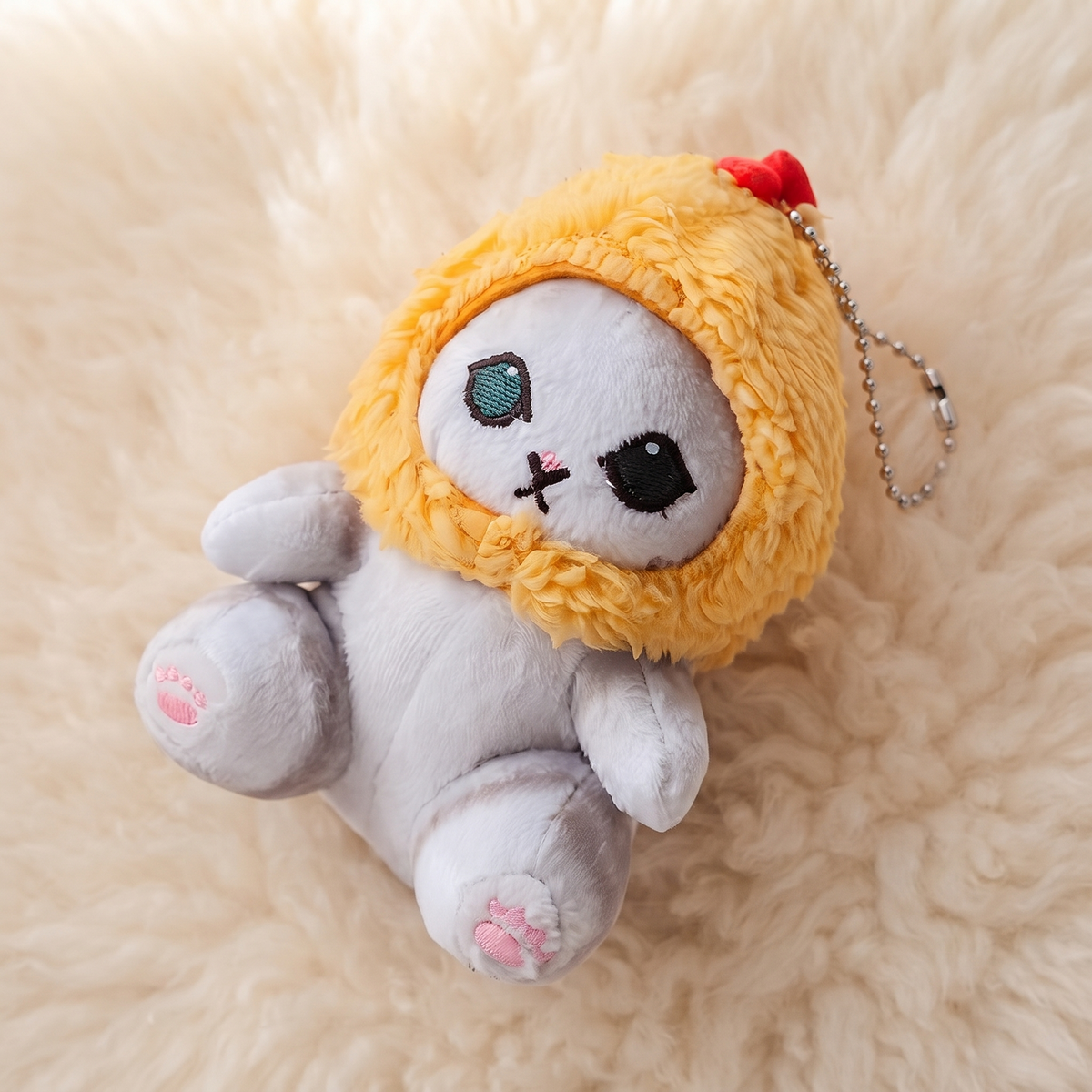 Peluche Chat Poulet avec Cagoule Jaune