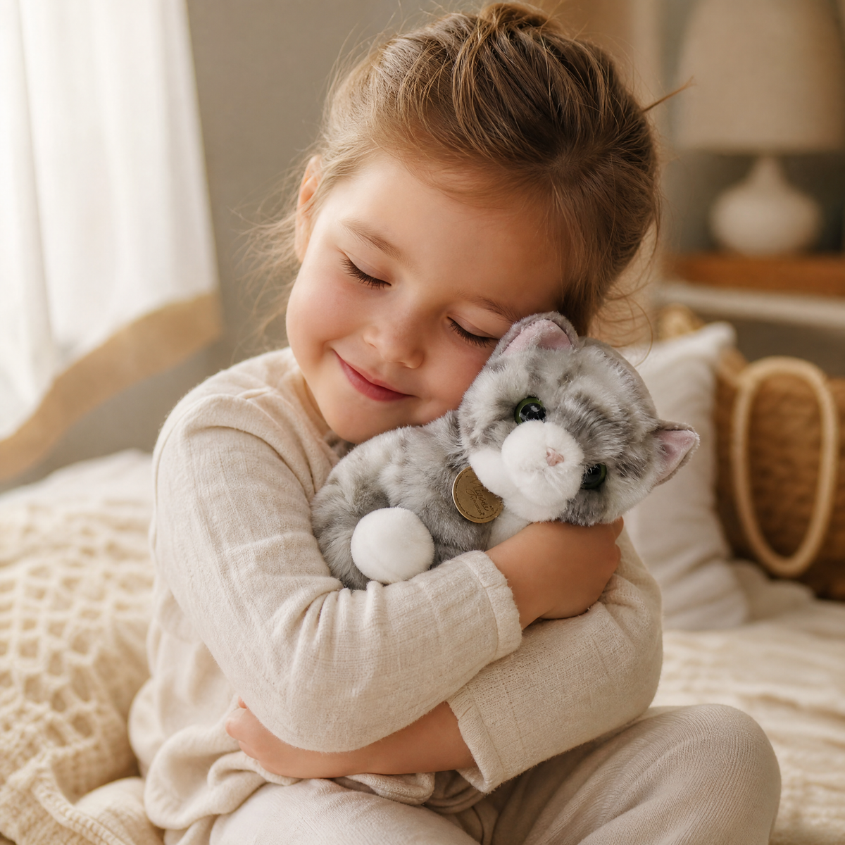 Peluche Chaton aux Grands Yeux Brillants
