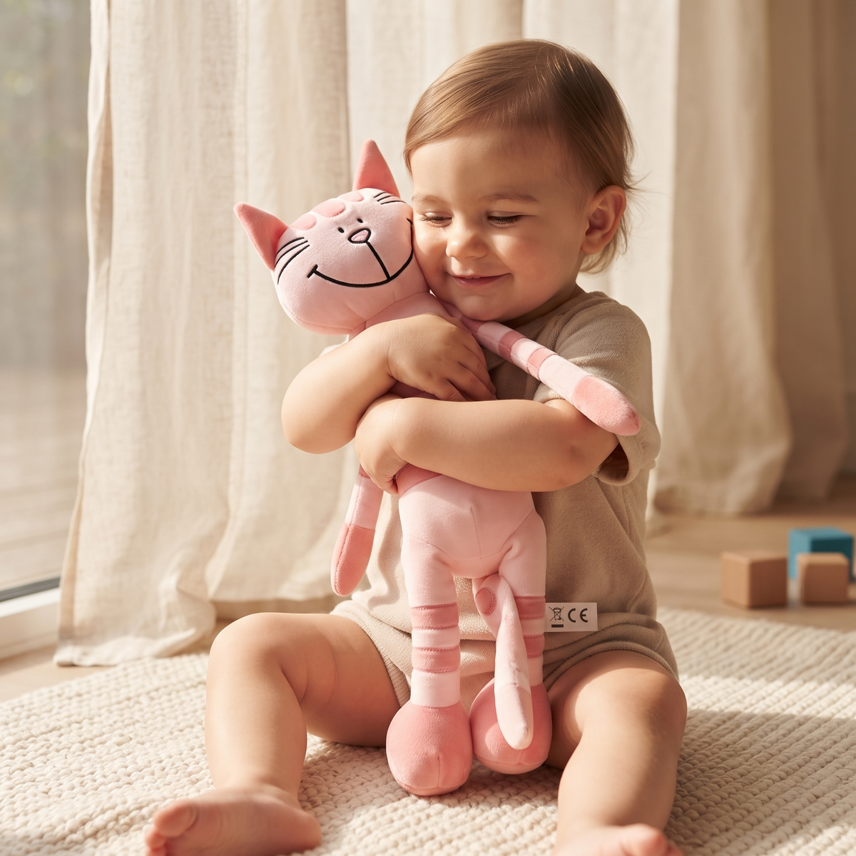 Peluche Chaton Rose Tigré aux Longues Pattes