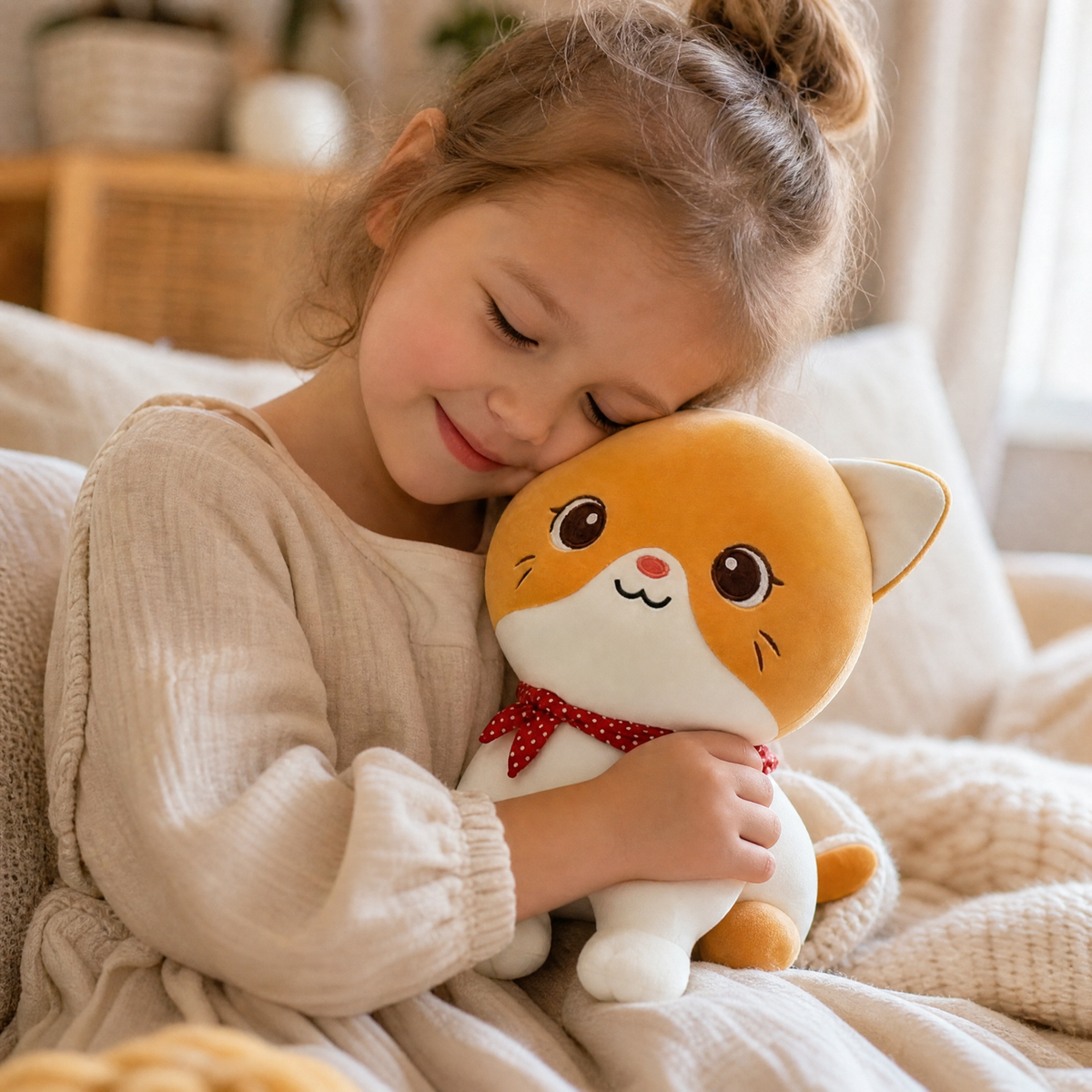 Peluche Chaton Roux à Foulard