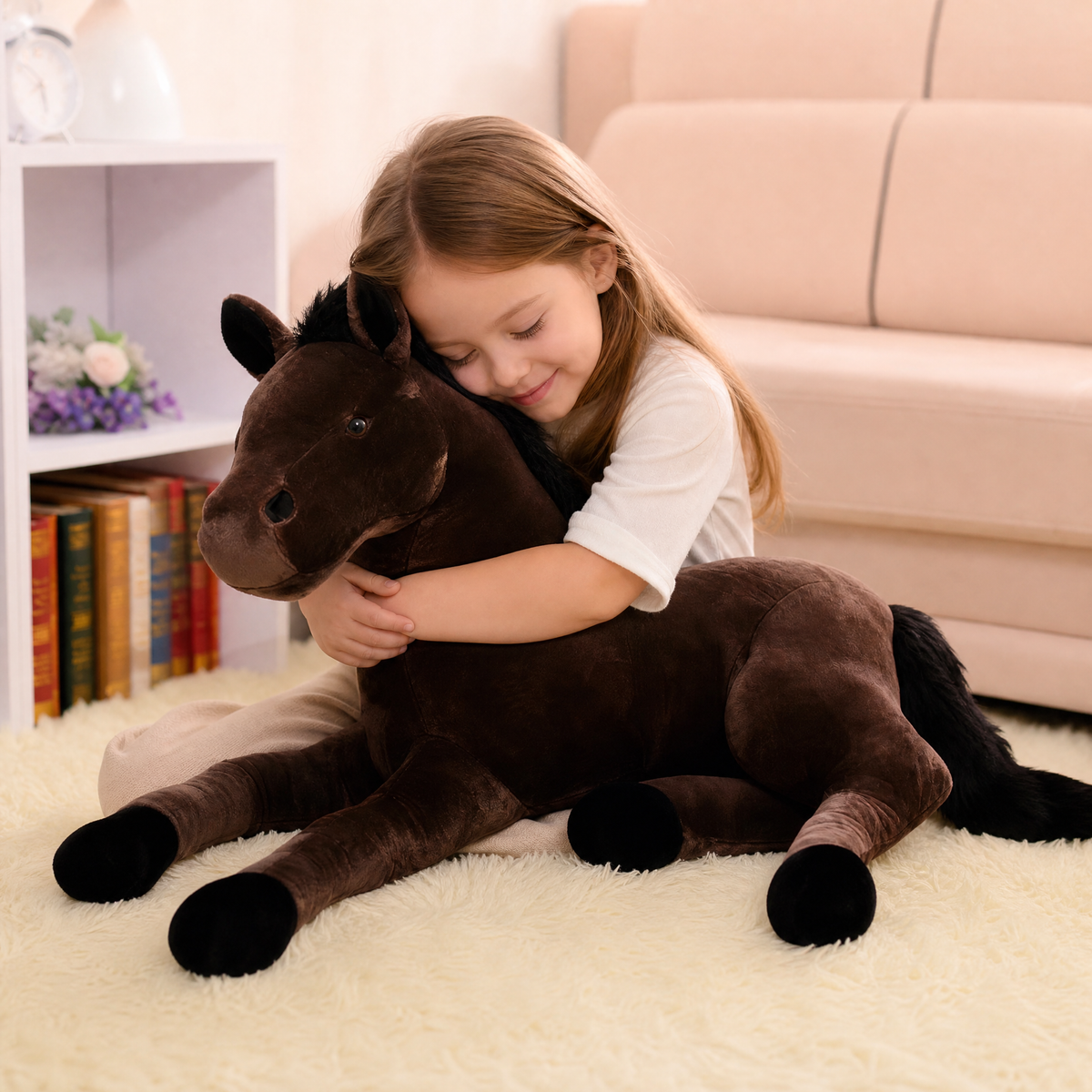 Peluche Cheval Marron 65 cm