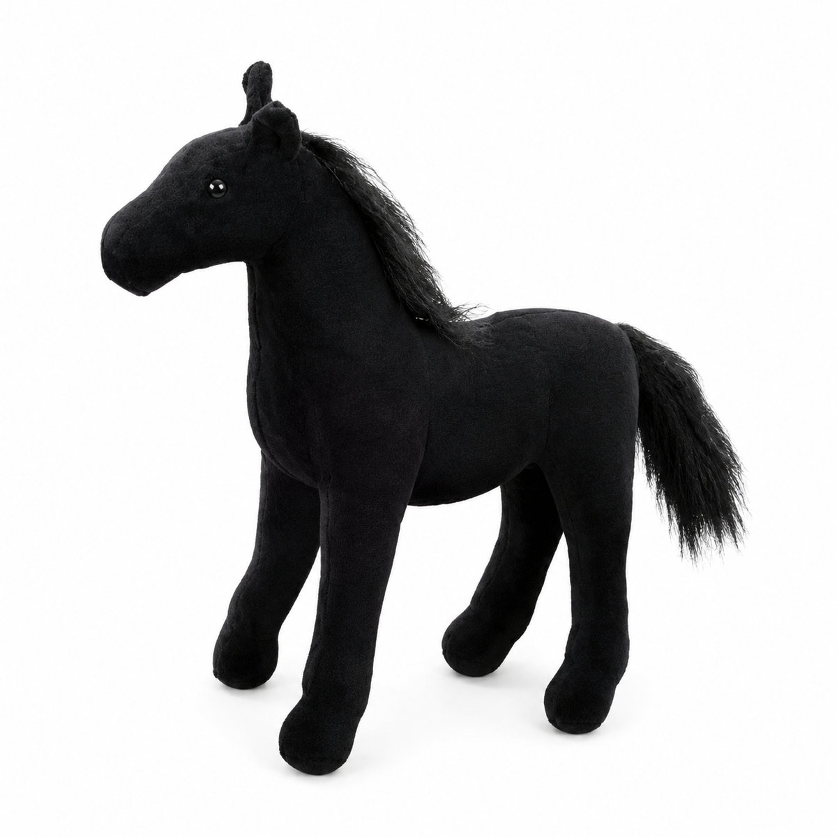 Plüschtier Pferd Schwarz mit seidiger Mähne