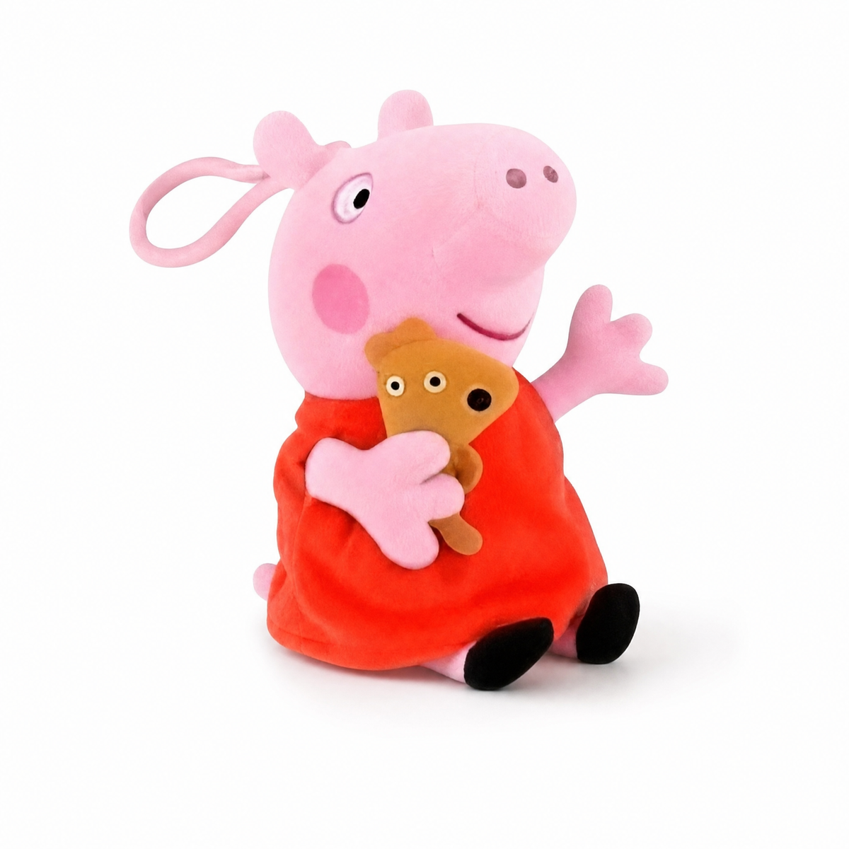 Peluche Cochon Rose Assise avec Ourson