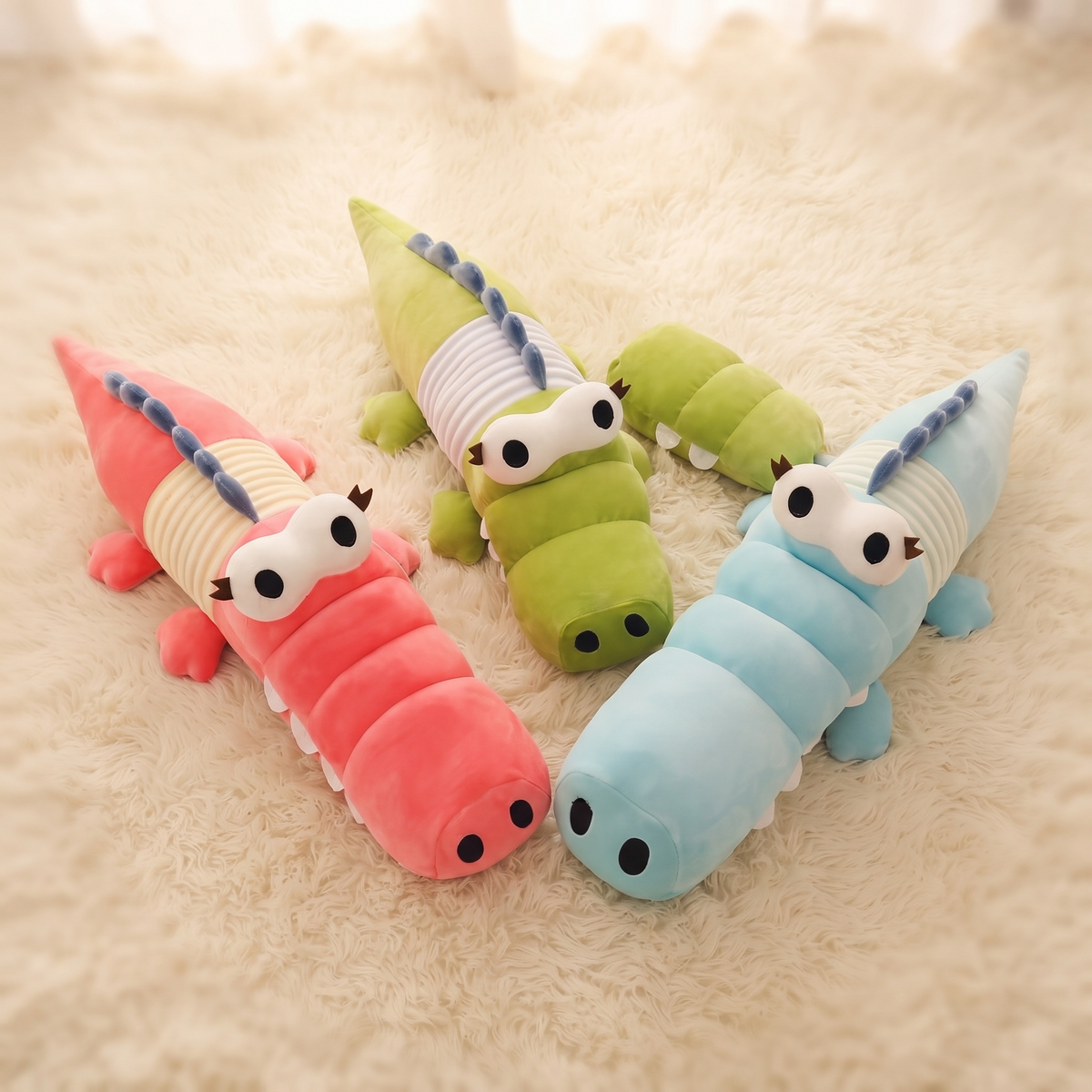 Bewegliches buntes Krokodil-Plüschtier 65 cm
