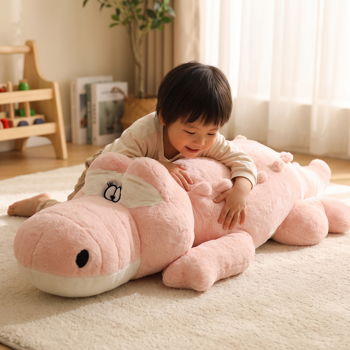 Peluche Crocodile Géante Rose