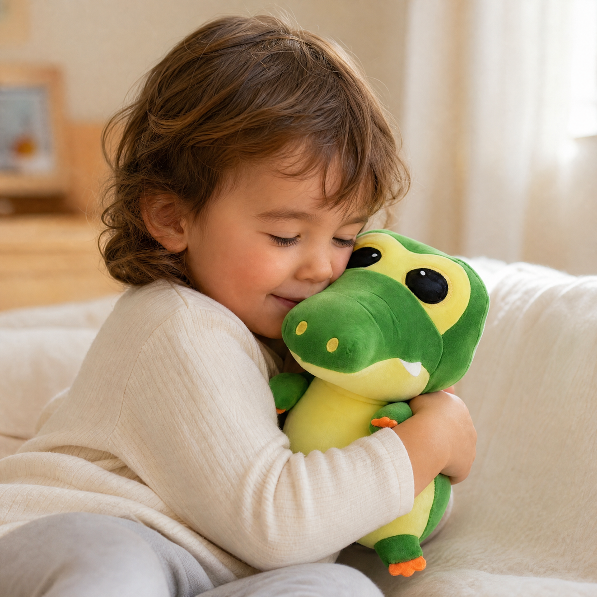 Peluche Crocodile Kawaii Vert et Jaune