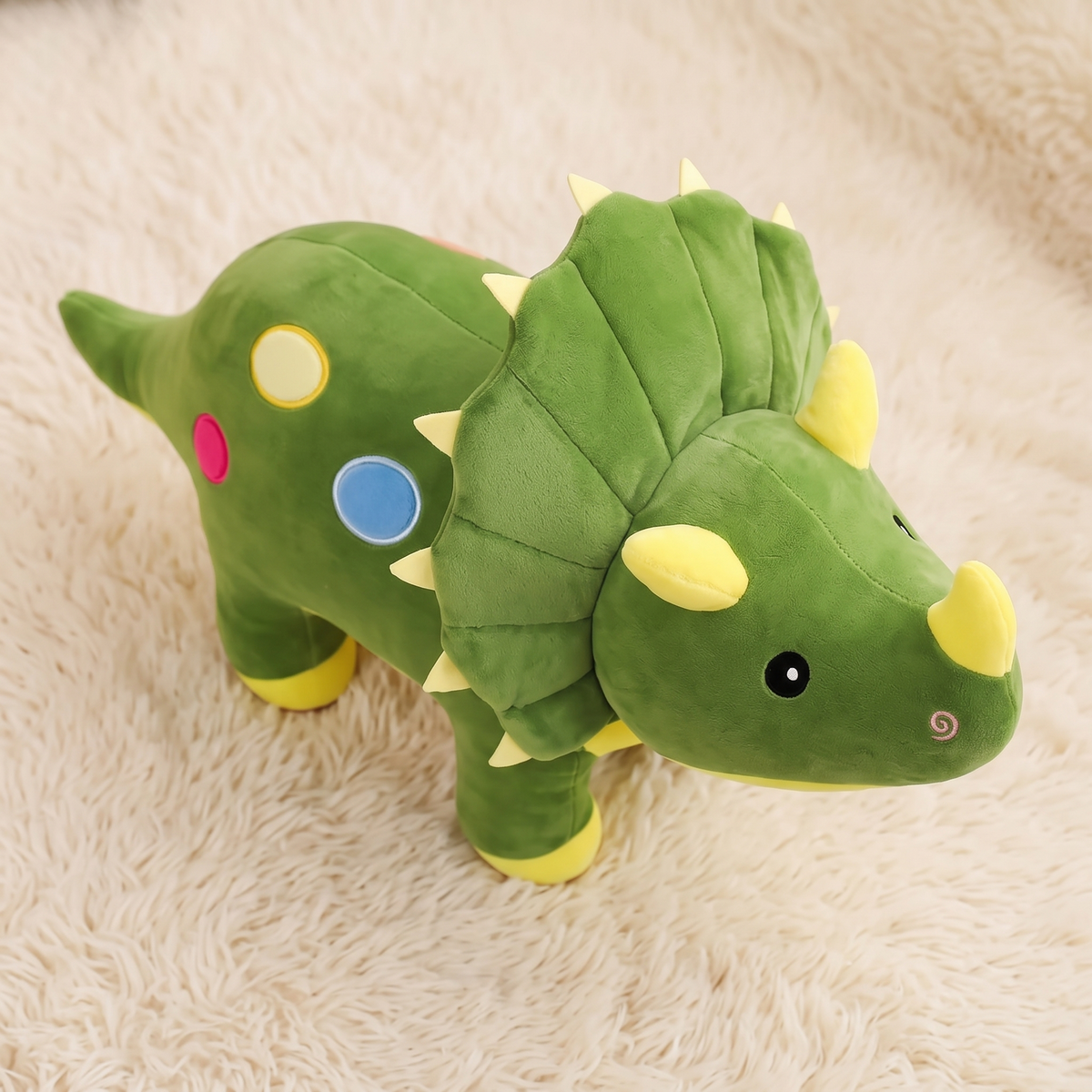 Peluche Dinosaure Verte Tricératops Toute Douce