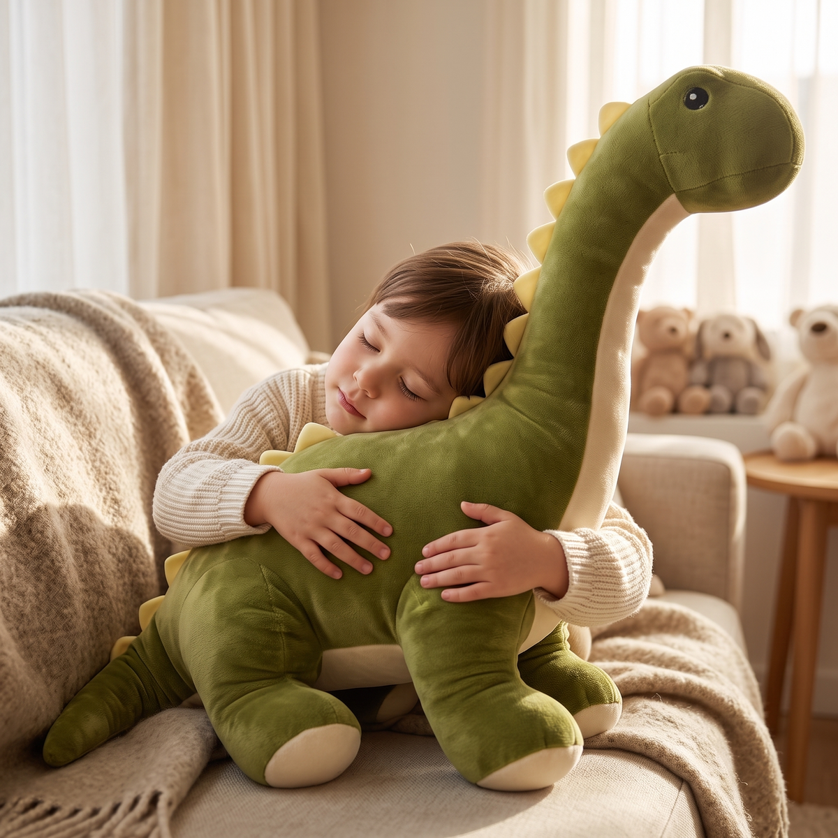 Peluche Diplodocus Verte à Long Cou
