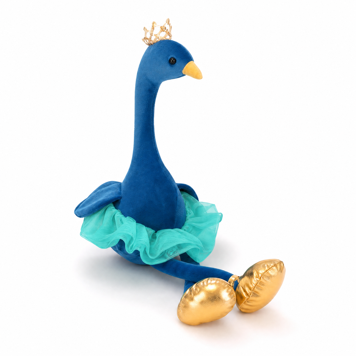Peluche Flamant Bleu avec Couronne Dorée