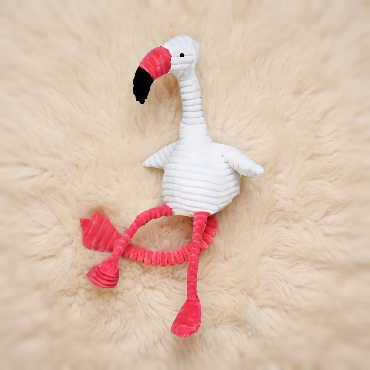 Plüschtier Flamingo Cord-Baumwolle Weiß