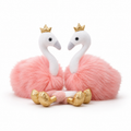 Peluche Flamant Rose Couronne Dorée