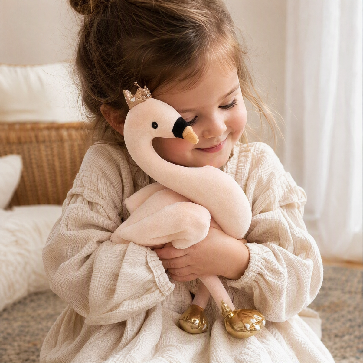 Peluche Flamant Rose Danseuse Tutu Blanc 35cm