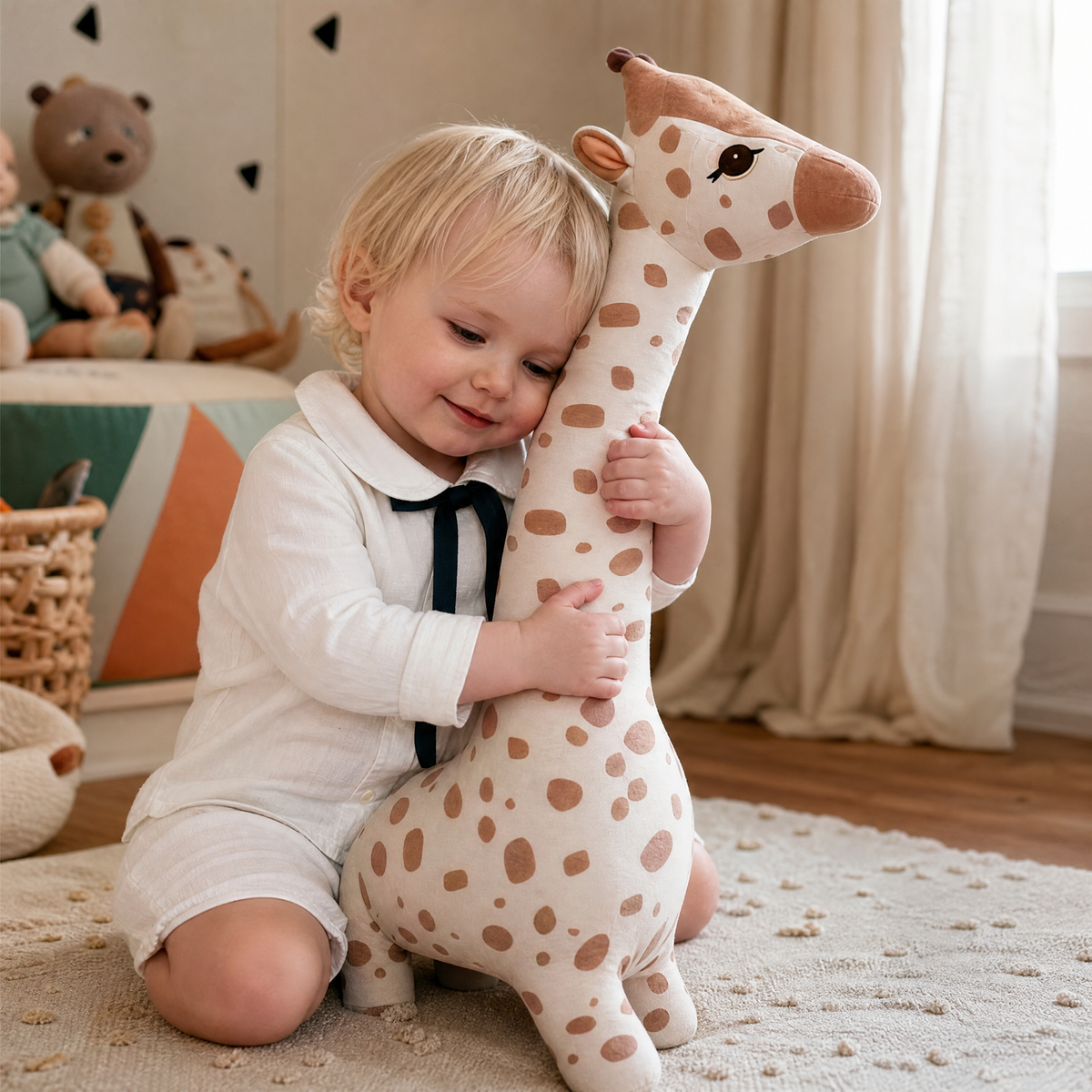 Peluche Girafe Câline 65 cm Coton Rose