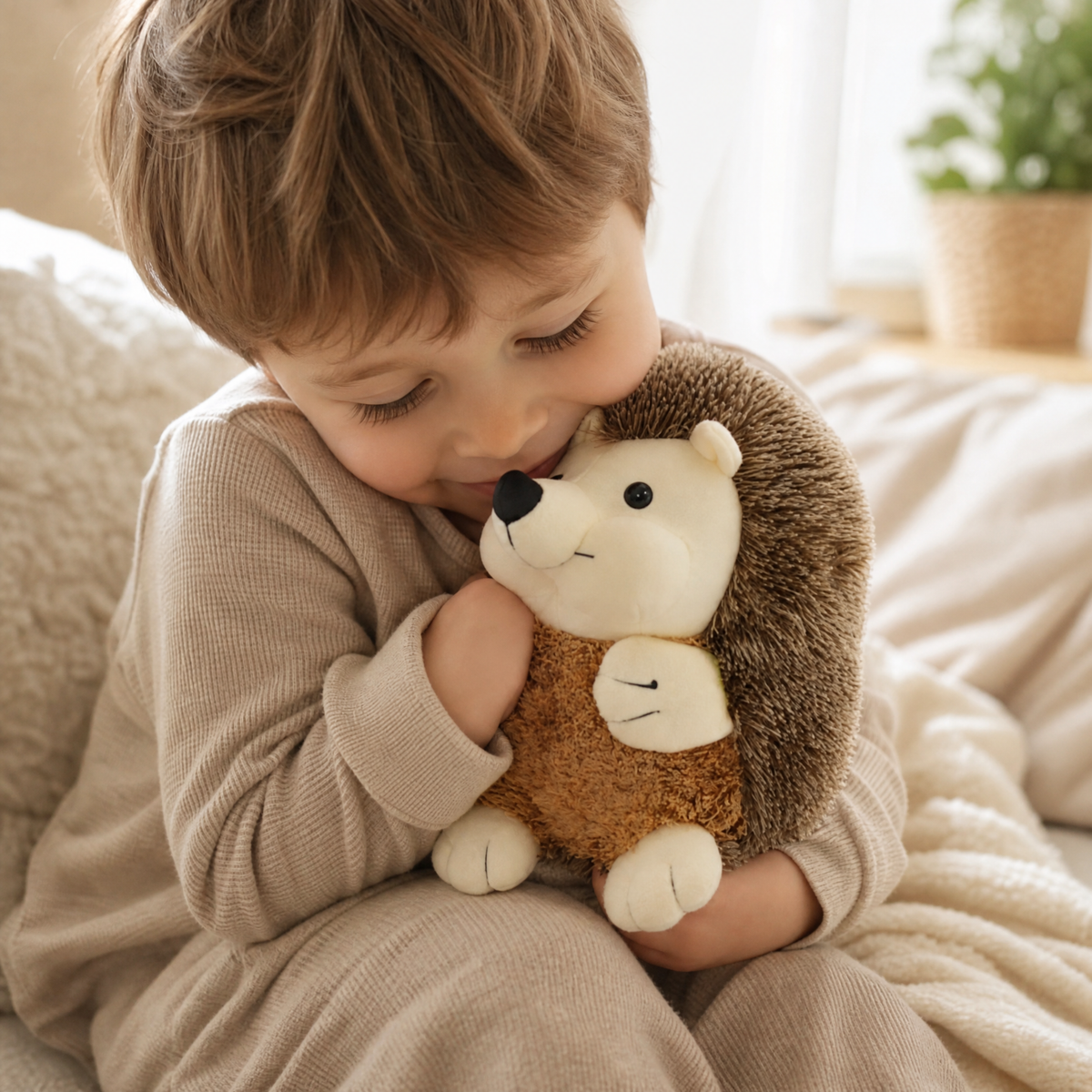 Peluche Hérisson avec Gilet Marron 18cm