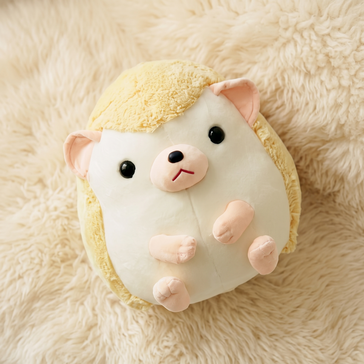 Peluche Hérisson Kawaii Jaune et Beige