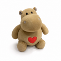 Peluche Hippopotame Cœur Beige ou Gris