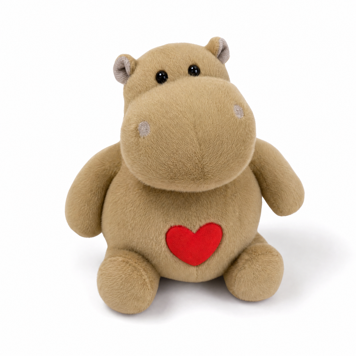 Peluche Hippopotame Cœur Beige ou Gris