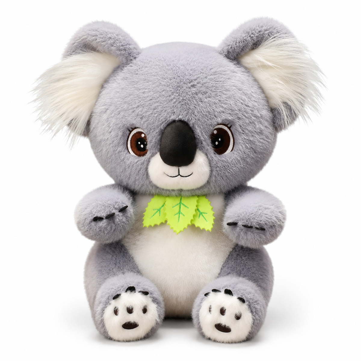 Peluche Koala Gris avec Feuille d'Eucalyptus
