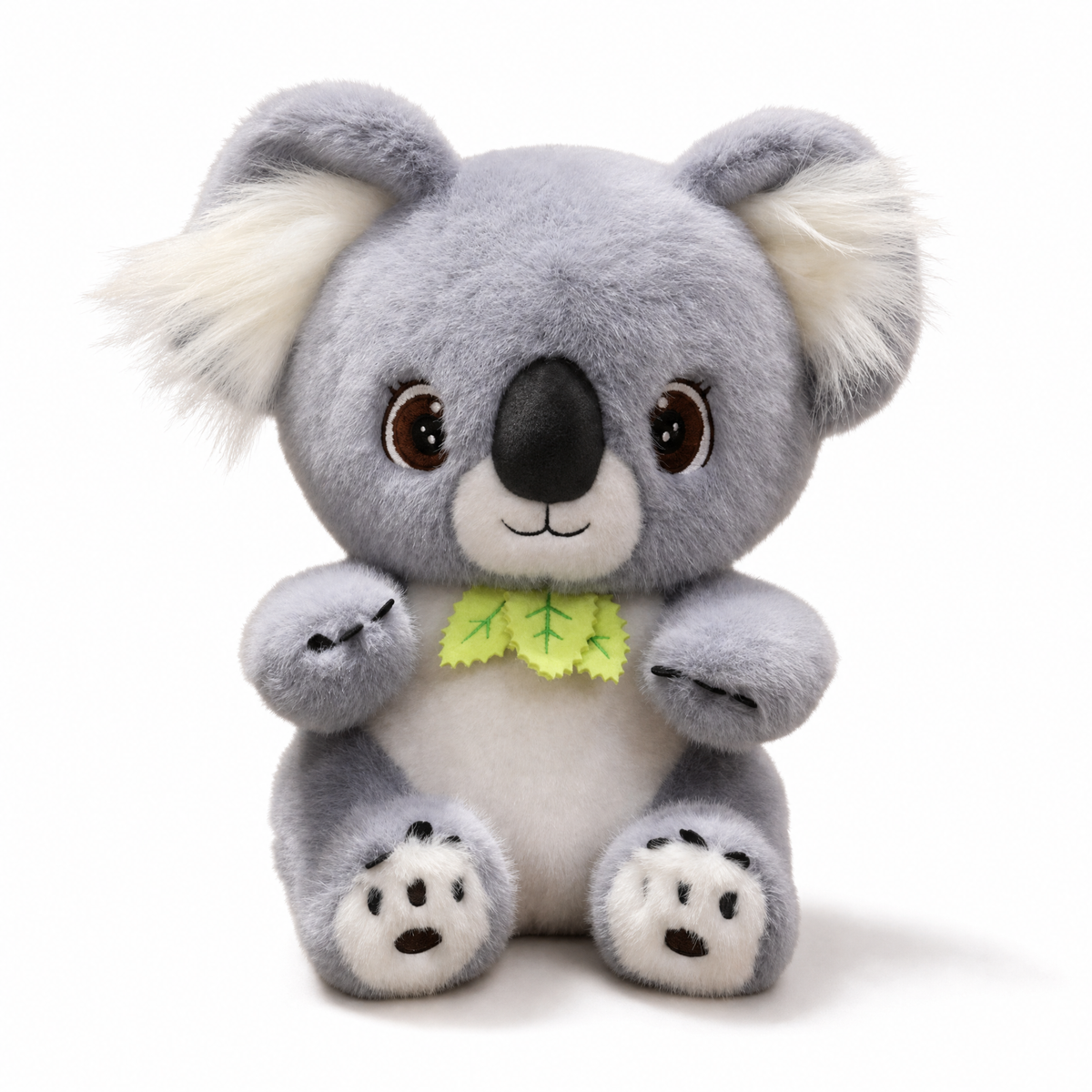 Peluche Koala Gris avec Feuille d'Eucalyptus