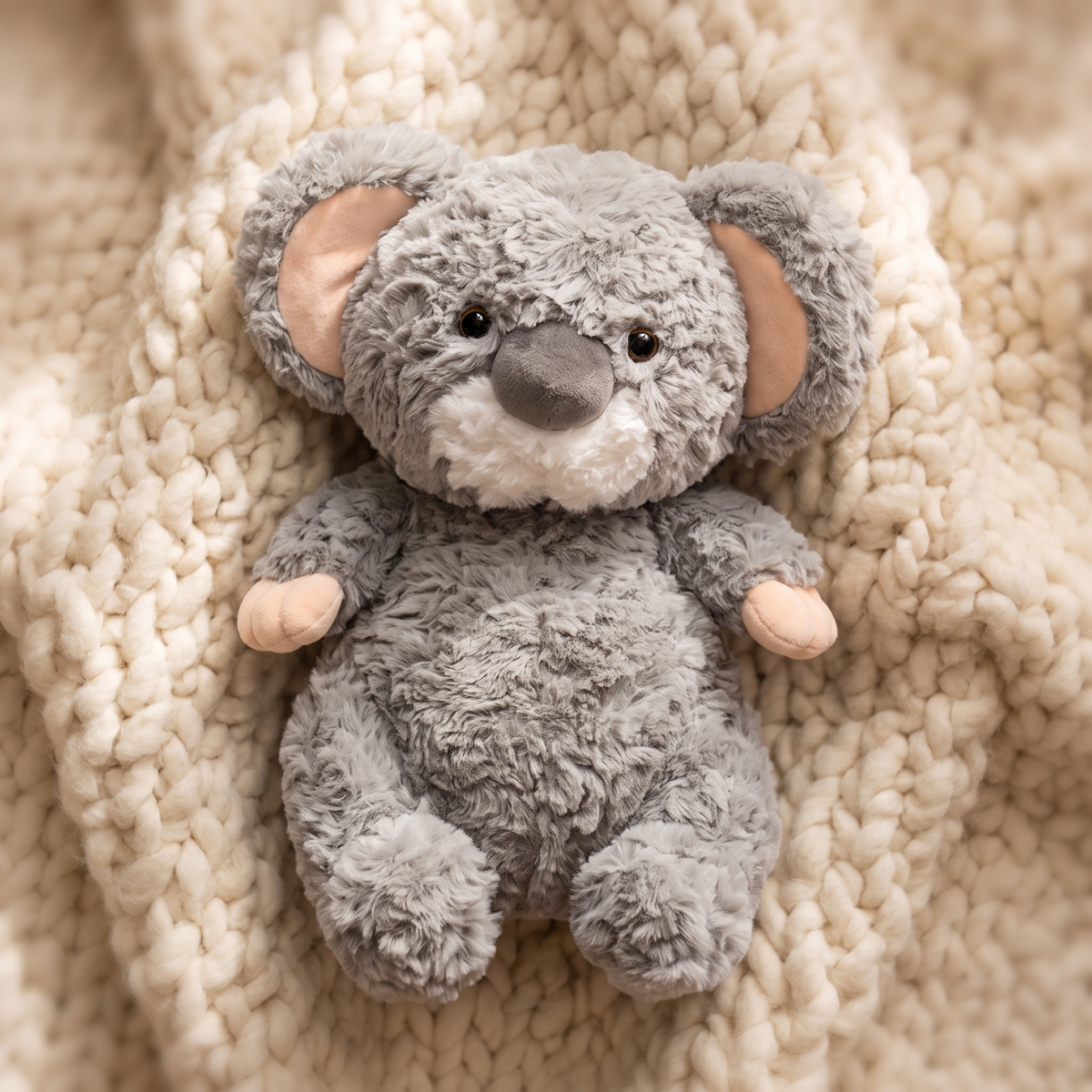 Plüschtier Koala Grau mit Eukalyptusblatt 35 cm