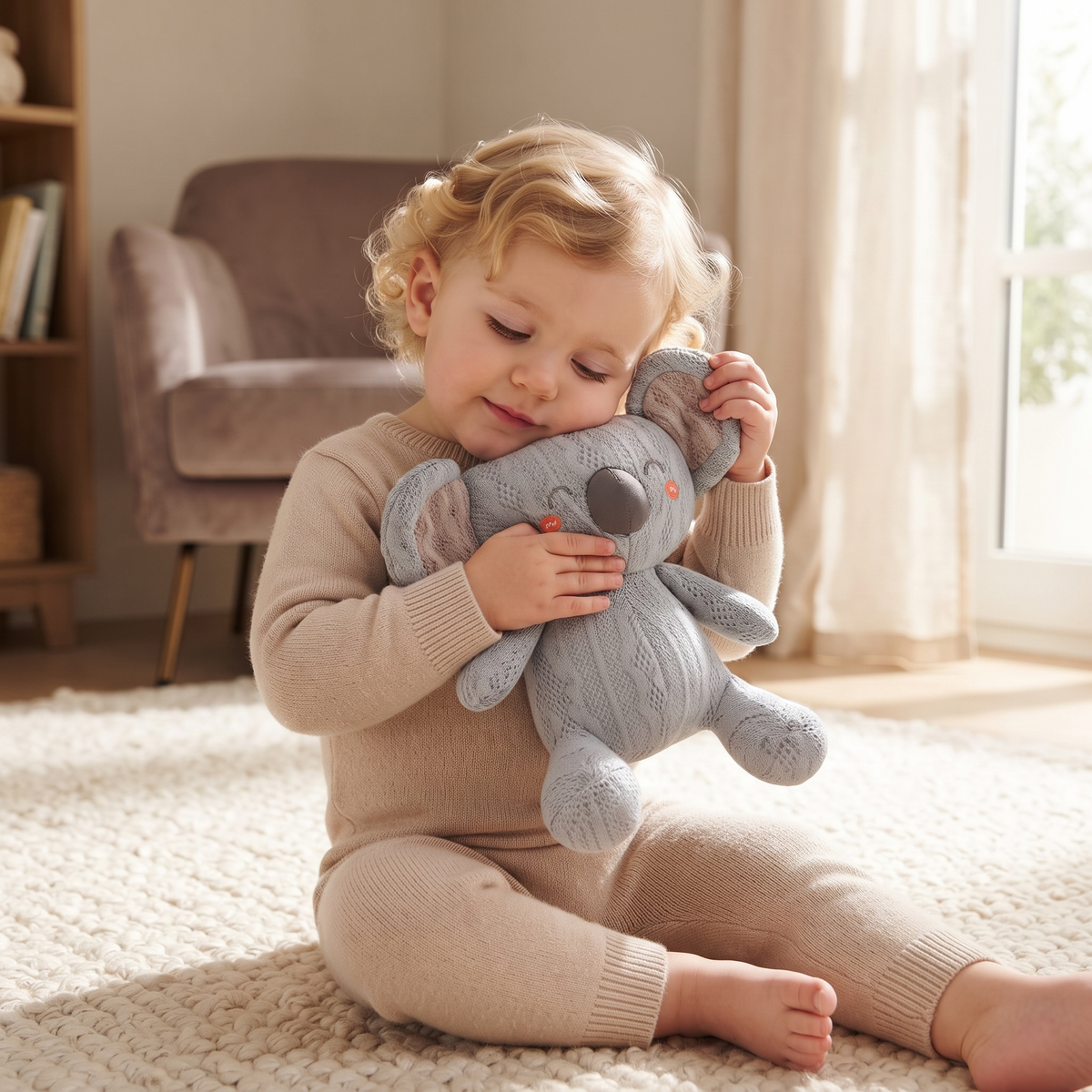 Peluche Koala Tricot Bleu Gris 20 cm