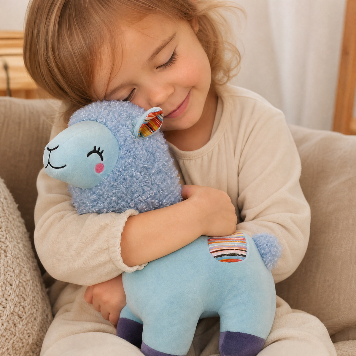 Peluche Lama Colorée à Crinière Frisée